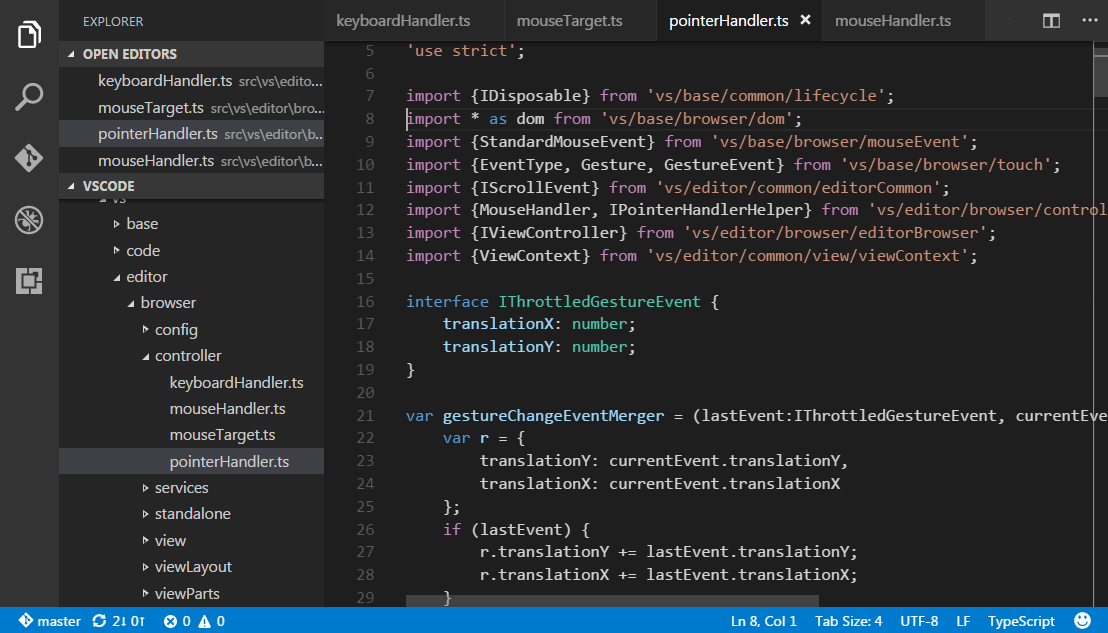 The basic user interface of VS Code