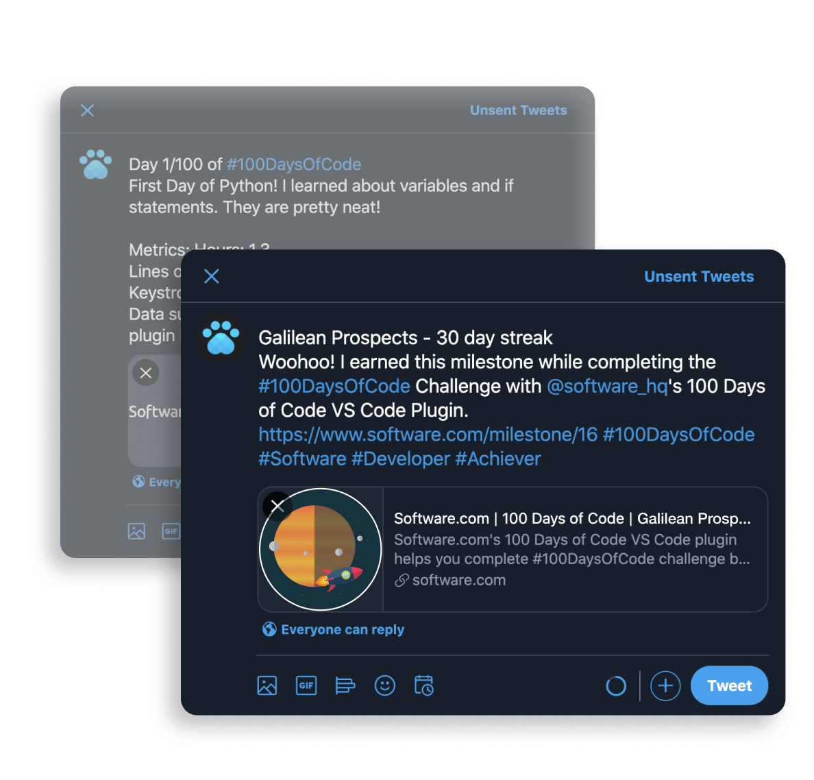 100 Days of Code sharing to Twitter