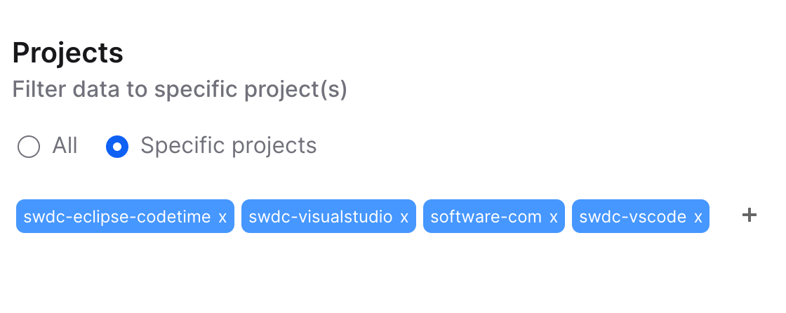 Projects in the Software web UI